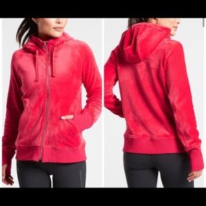 Athleta RED Triumph Double Cozy Karma Hoodie NWT